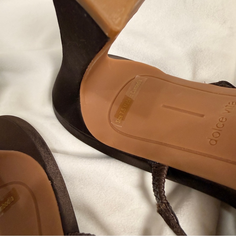 Dolce Vita Nayati Brown Mesh Pointed Toe Mule Heels 7.5 Chocolate Sheer - Picture 6 of 7